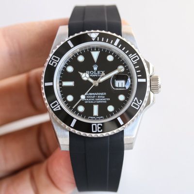 ROLEX Submariner Rubber Strap Date Swiss 2836/3135 Movement Black Dial Watch